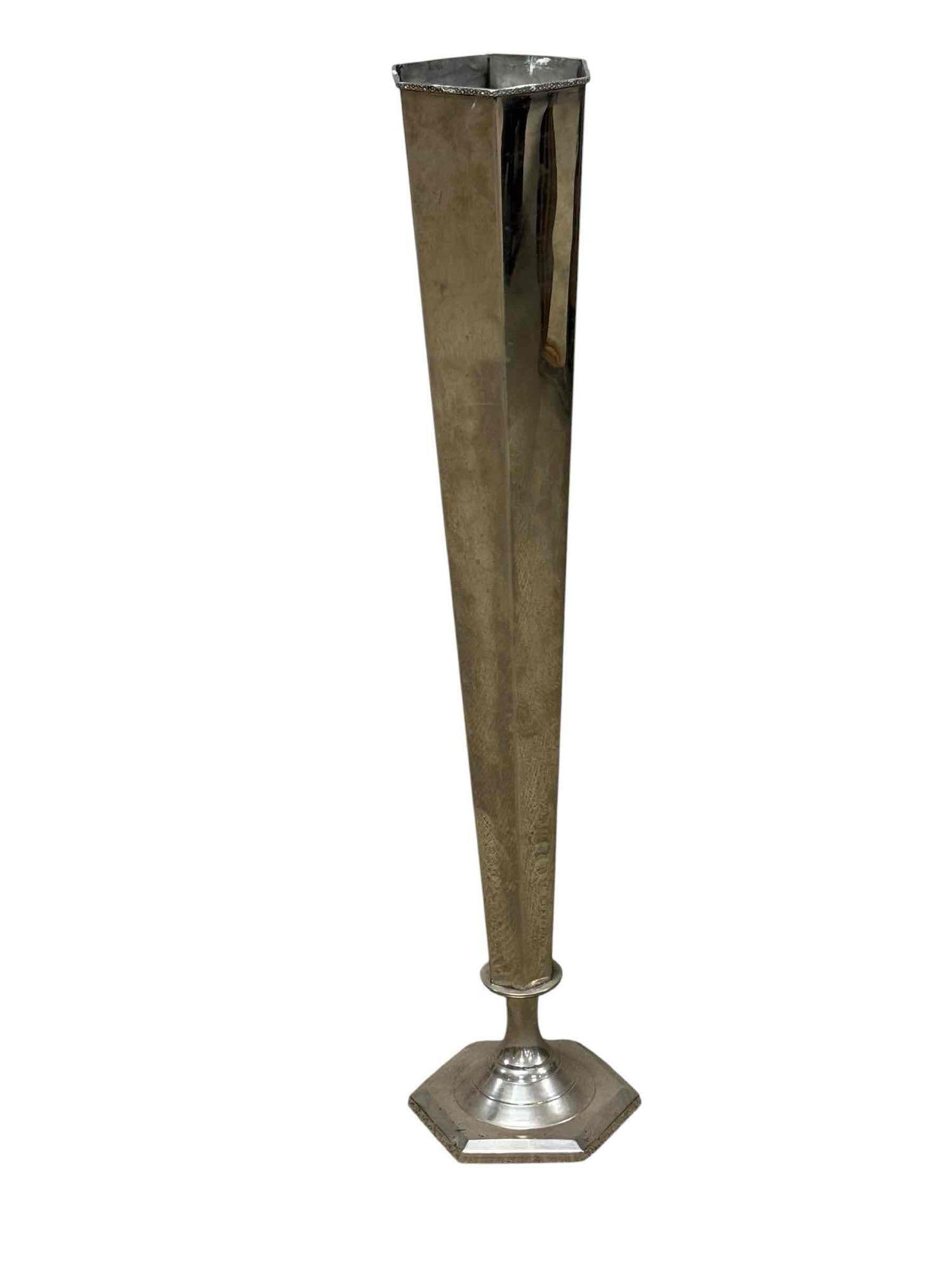 Monumental Silver Plated Hexagonal Trumpet Vase 39" Tall (1 of 13)