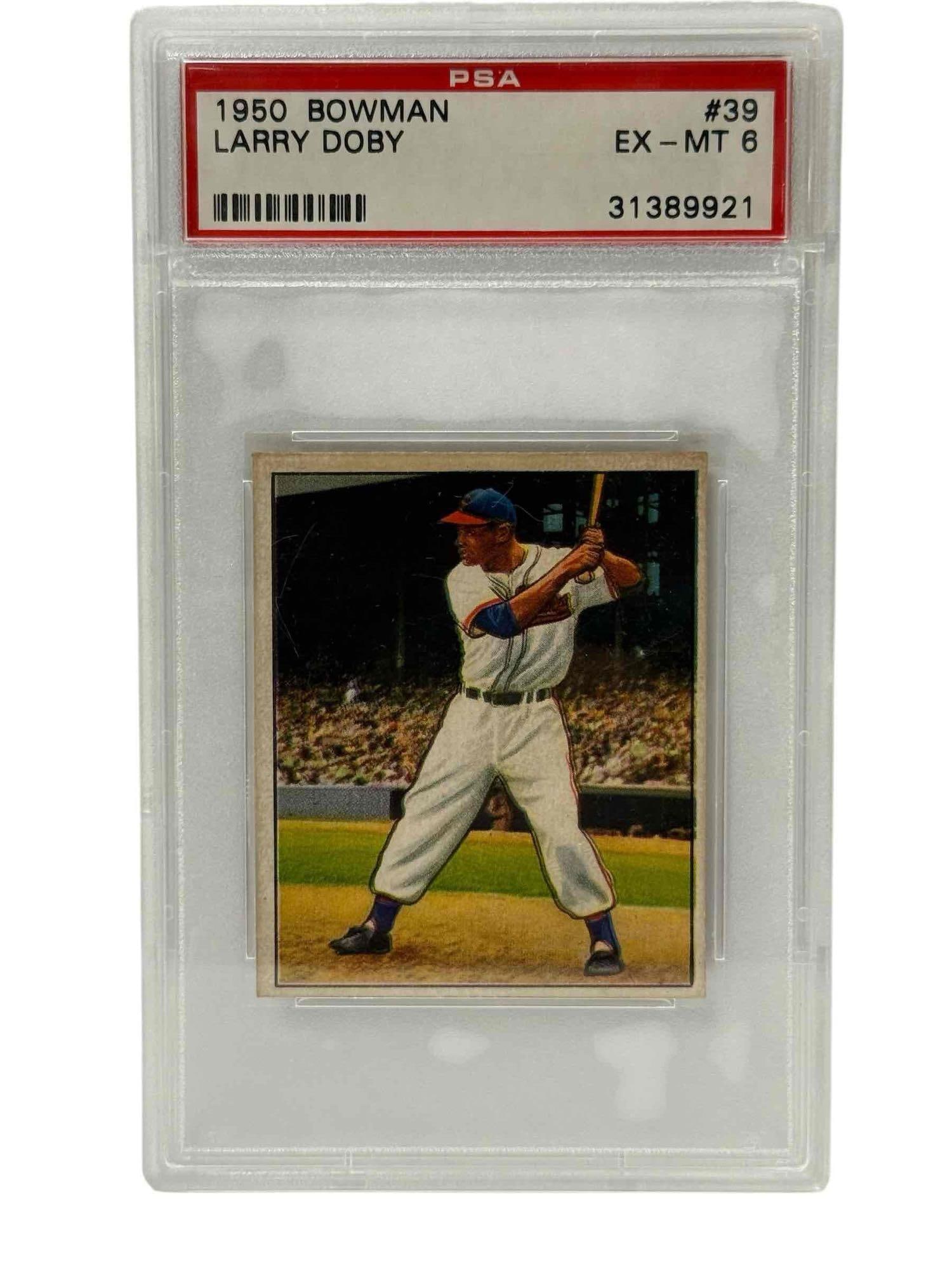 1950 Bowman Baseball #39 Larry Doby PSA 6 Cleveland Indians: EX-MT 6 grade by PSA on the HOF icon and trailblazer.