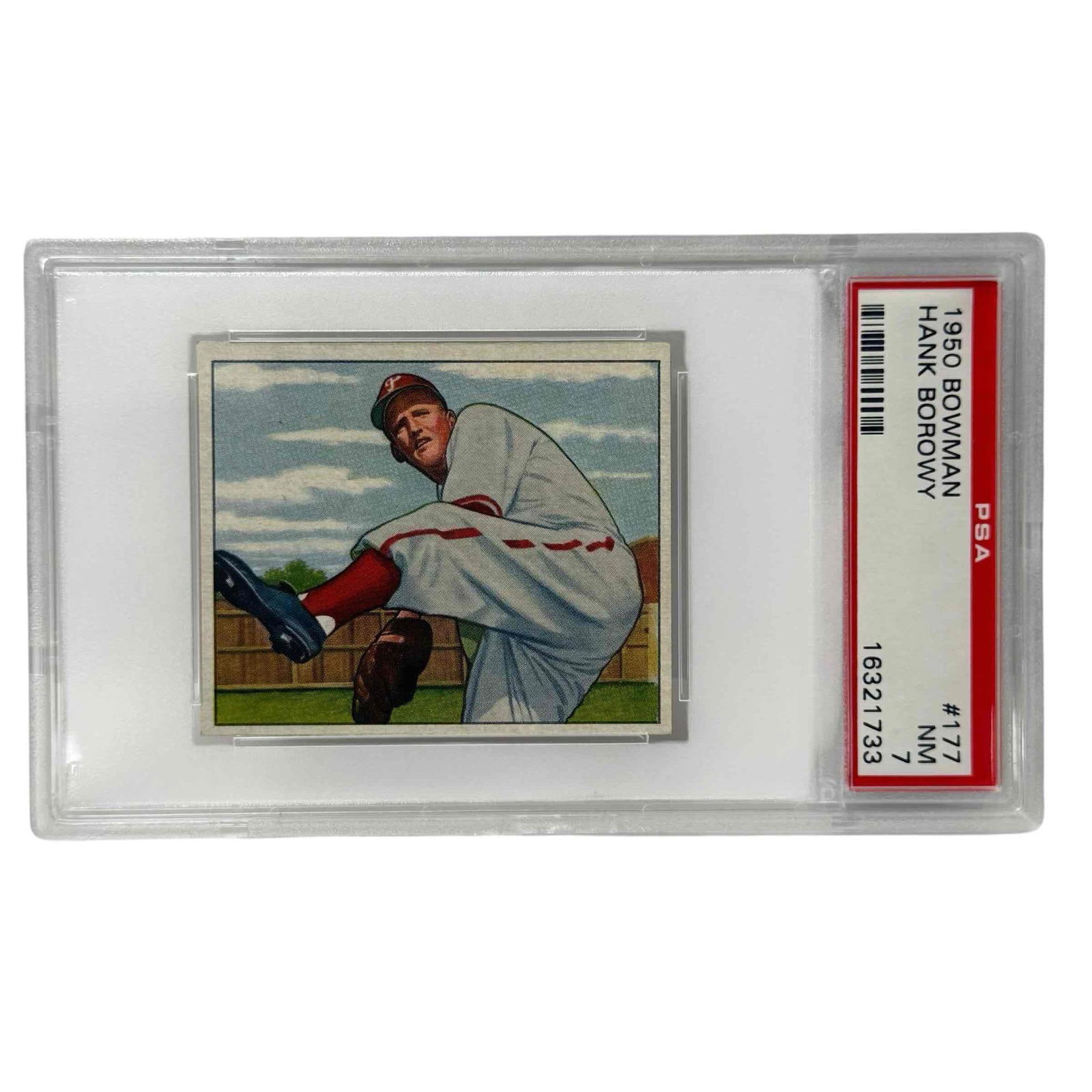 1950 Bowman Baseball #177 Hank Borowy PSA 7 Philadelphia Phillies: NM PSA 7 grade on he pitcher.