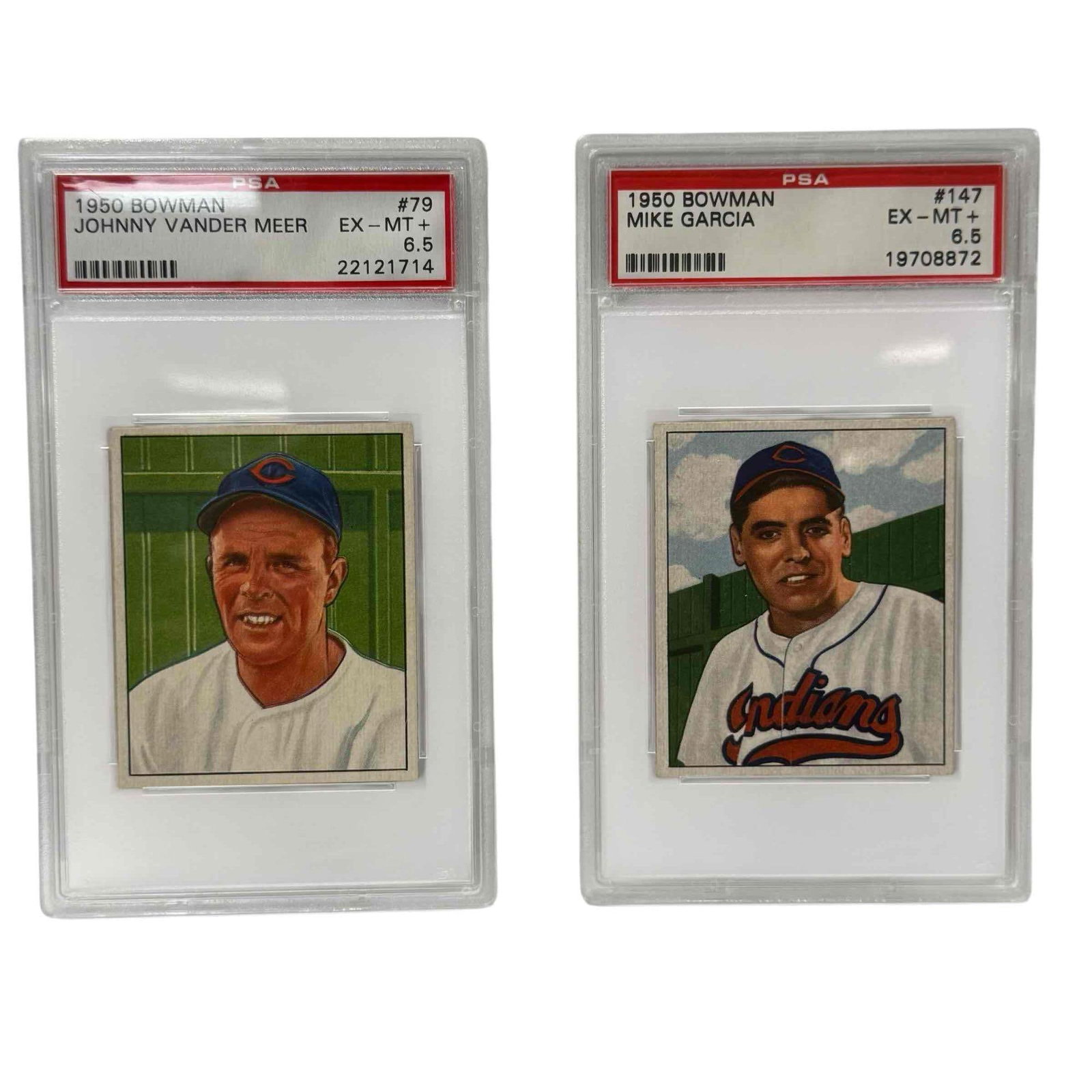 1950 Bowman Baseball PSA 6.5 Johnny Vandermeer and Mike Garcia (1 of 9)