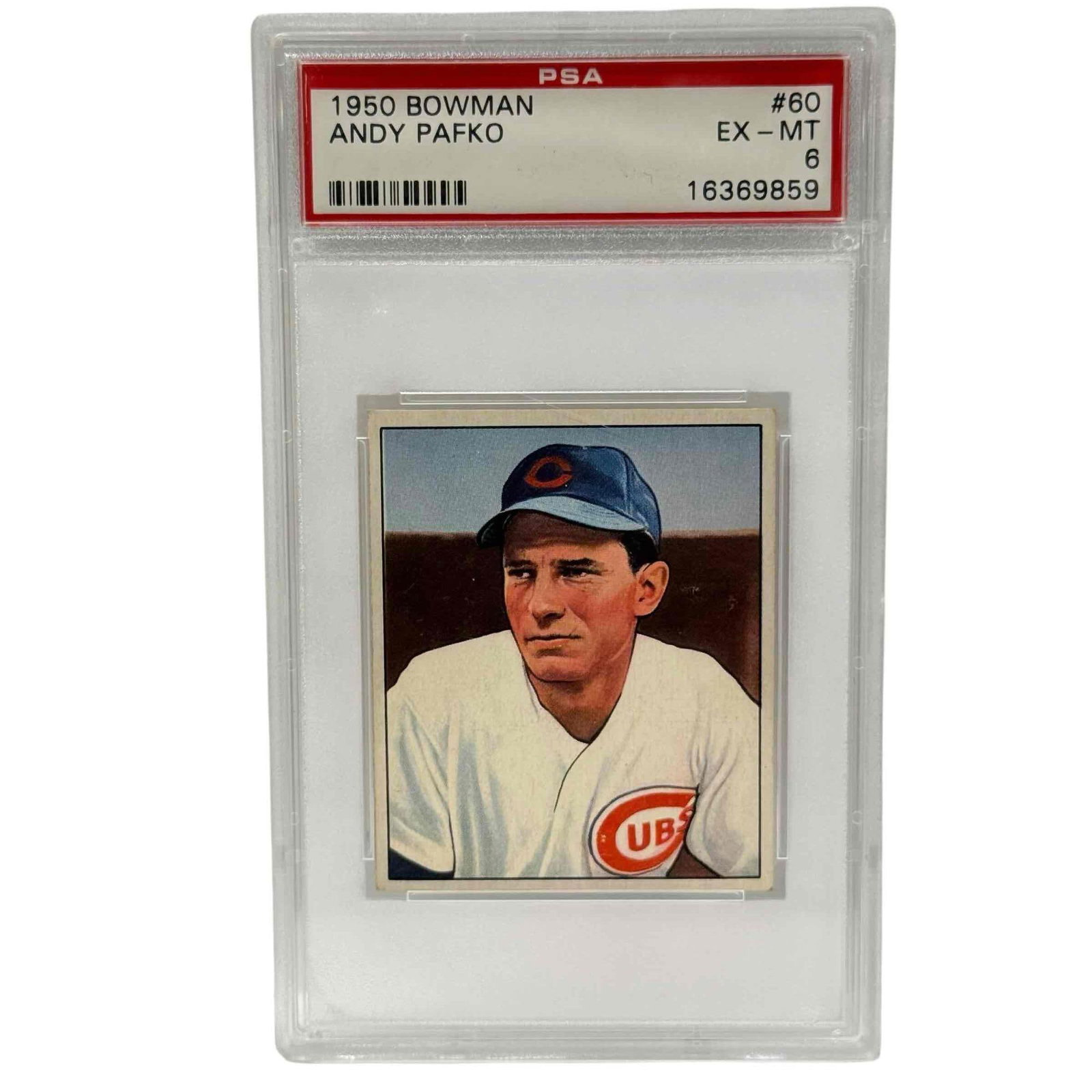 1950 Bowman Baseball #60 Andy Pafko Chicago Cubs PSA 6: EXMT grade by PSA of the popular batsman.
