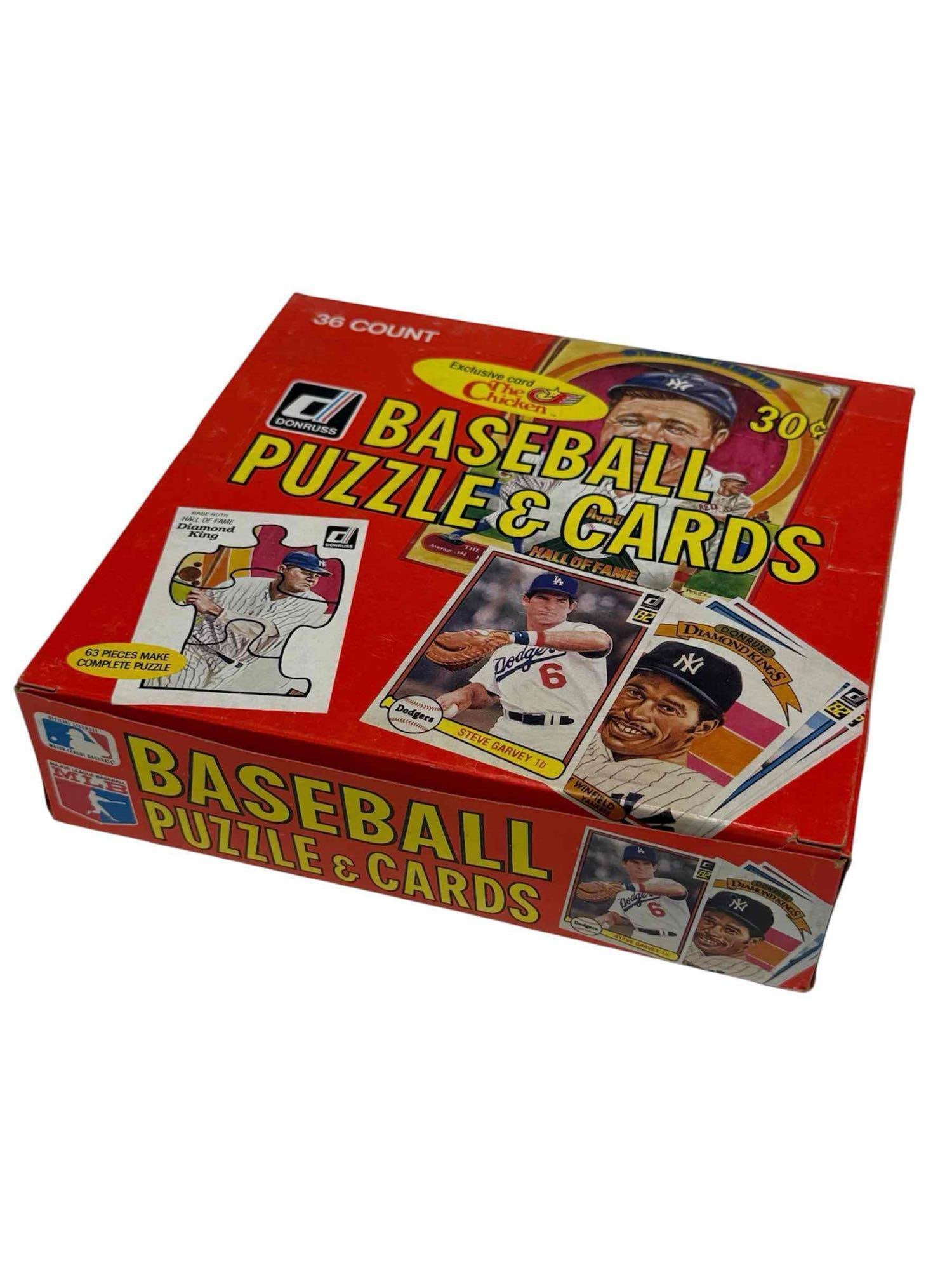 1982 Donruss Baseball Unopened Wax Box: Box of unopened wax packs. 36 packs to find rookie cards of Cal Ripken Jr.! Take advantage!