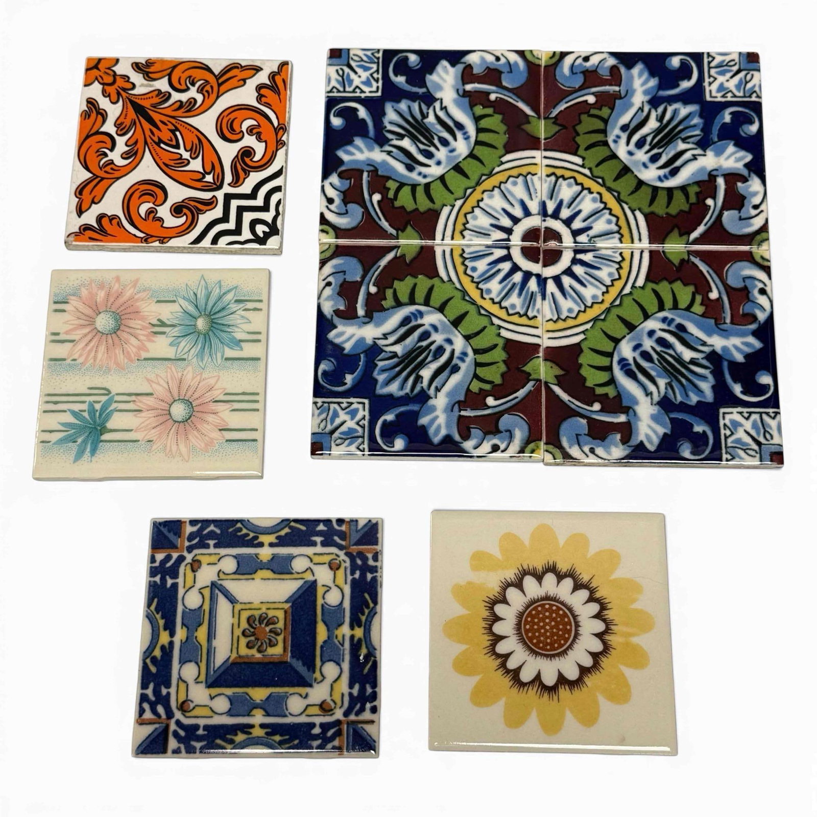 Various Decorative Mexico Ceramic Painted Tiles (8) (1 of 16)
