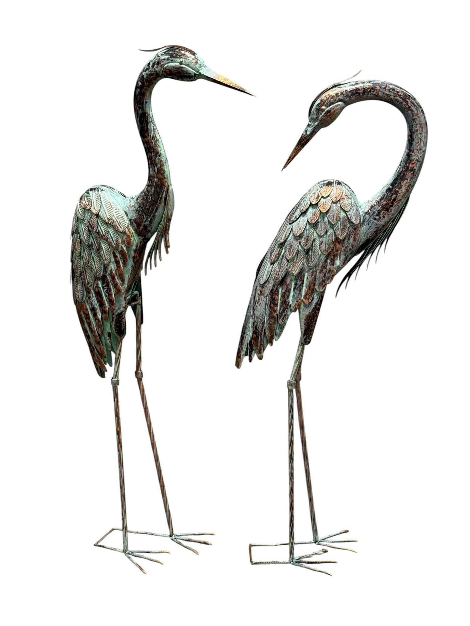 Metal Crane Garden Statues Pair 44.5" tall (1 of 13)
