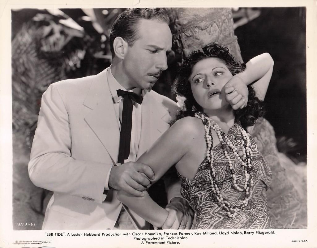 Ebb Tide - Stills: Quantity: 13 Year: 1937 Condition:B+ Country: U.S.A Studio: Paramount Size: 8x10 Genre: Adventure Stars: Roy Milland, Frances Farmer, Oscar Homolka, Lloyd Nolan, Lina Basquette, Barry Fitzgerald