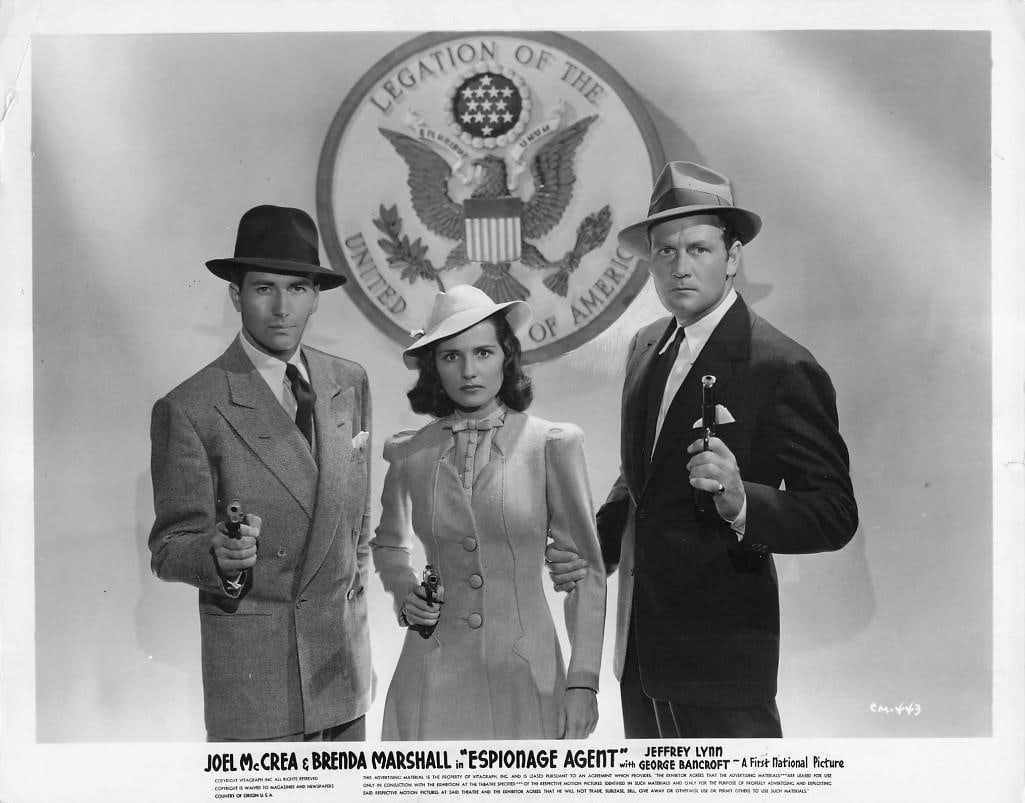Espionage Agent - Stills: Quantity: 20 Year: 1939 Condition:B+ Country: U.S.A Studio: First National Size: 8x10 Genre: Spy Stars: Joel McCrea, Brenda Marshall, Jeffery Lynn