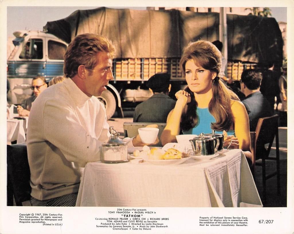 Fathom - Stills - All With Raquel Welch: Quantity: 20 Year: 1967 Condition:B+ Country: U.S.A Studio: 20th Century Fox Size: 8x10 Genre: Sci-Fi Stars: Raquel Welch, Tony Franciosa