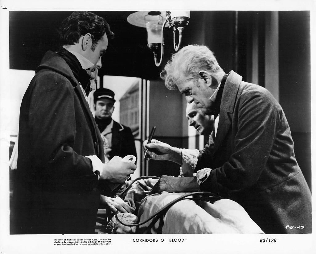 Corridors of the Blood - Stills: Quantity: 20 Year: 1958 Condition: B Country: U.S.A Studio: MGM Size: 8x10 Genre: Horror Stars: Boris Karloff, Betta St. John, Christopher Lee, Adrienne Corri