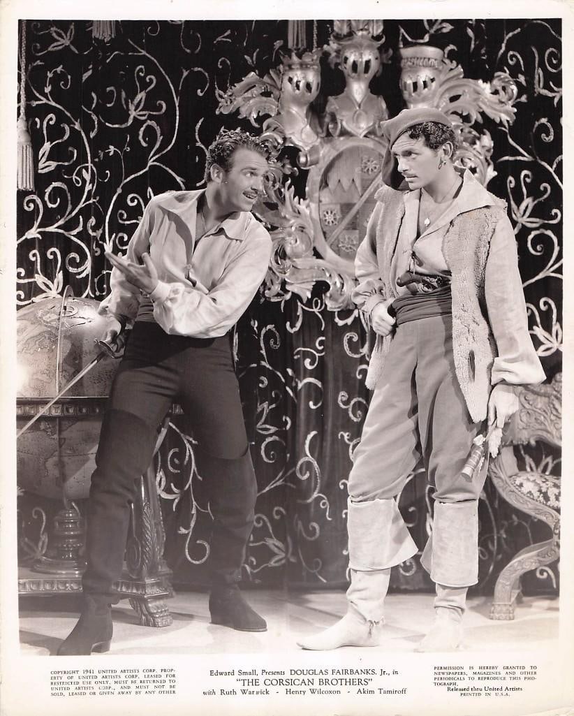 The Corsican Brothers - Stills: Quantity: 20 Year: 1941 Condition: B Country: U.S.A Studio: United Artists Note: Some stills have slight boarder trim Size: 8x10 Genre: Adventure Stars: Douglas Fairbanks Jr., Ruth Warwick,