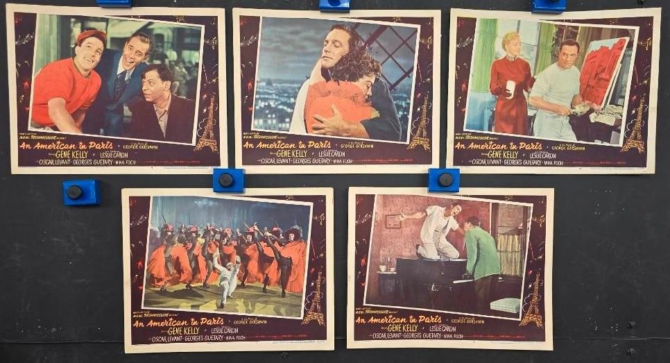 American in Paris - Lobby Cards: Quantity: 5 Year: 1951 Country: U.S.A Studio: MGM Size: 11x14 Genre: Musical Stars: Gene Kelly, Leslie Caron, Nina Foch