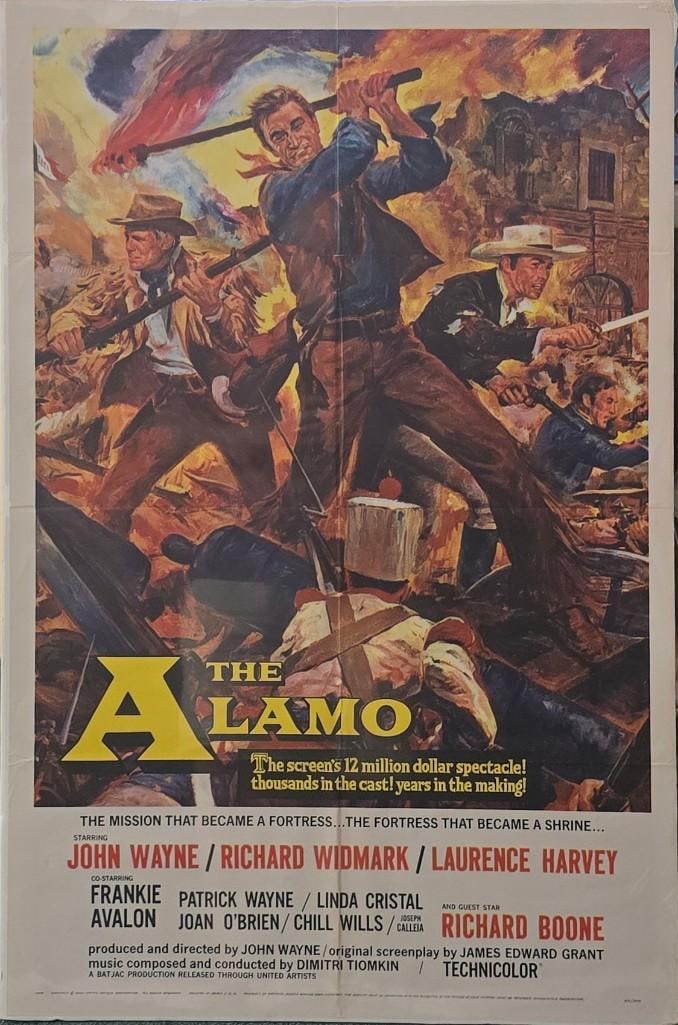 The Alamo - Folded One Sheet: Quantity: 1 Year: 1960 Country: U.S.A Studio: United Artists Size: 27x41 Genre: Western War Stars: John Wayne, Richard Widmak, Lawrence Harvey, Richard Boone, Frankie Avalon