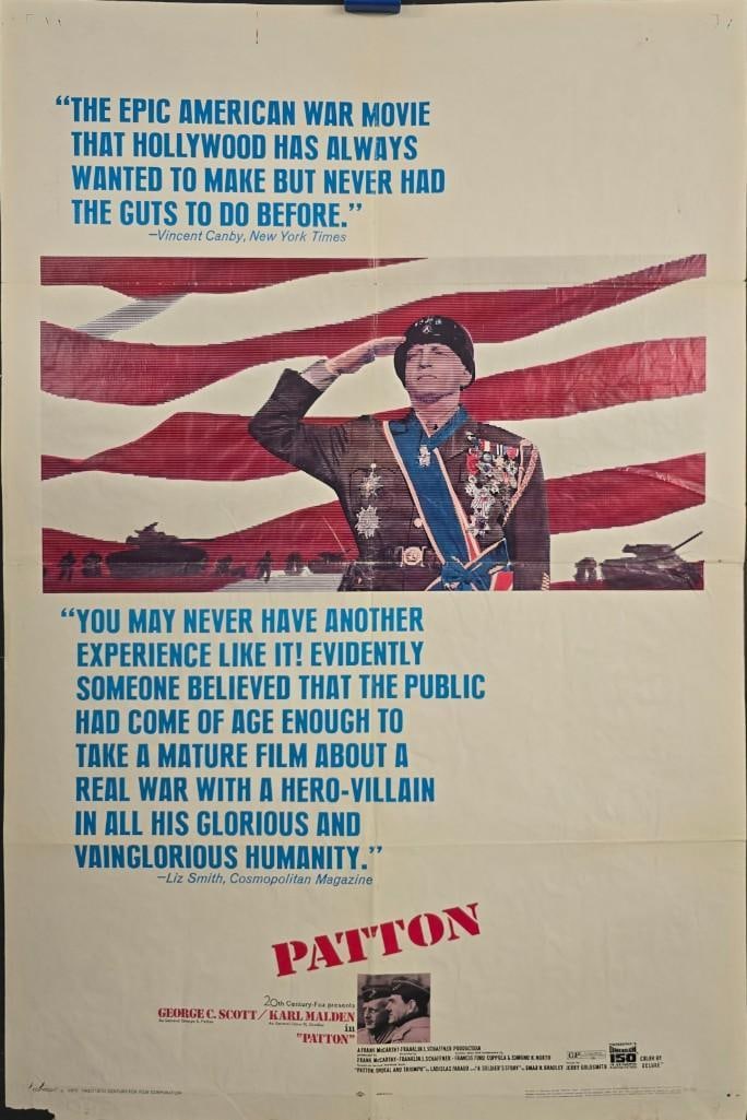 Patton - Folded One Sheet: Quantity: 1 Year: 1970 Condition: B+ Country: U.S.A Studio: 20th Century Fox Size: 27x41 Genre: War Stars: George C. Scott, Karl Malden