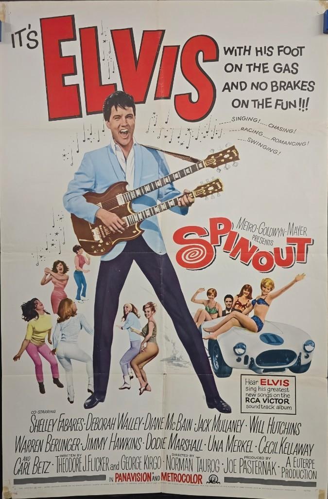 Spinout - Folded One Sheet: Quantity: 1 Year: 1966 Condition: B+ Country: U.S.A Studio: MGM Size: 27x41 Genre: Musical Stars: Elvis Presley, Shelly Fabares, Deborah Walley, Diane McBain