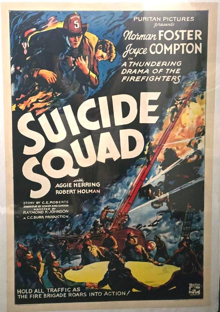 Suicide Squad - Linen Backed One Sheet: Quantity: 1 Year: 1935 Condition: B+ Country: U.S.A Studio: Burr Productions Size: 27x41 Genre: Fire Stars: Norman Foster, Joyce Compton