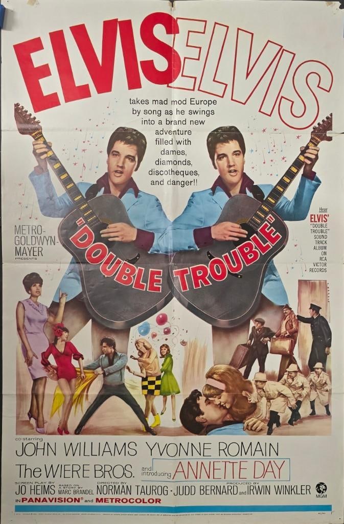 Double Trouble - Folded One Sheet: Quantity: 1 Year: 1963 Condition: B+ Country: U.S.A Studio: MGM Size: 27x41 Genre: Musical Stars: Evlis Presley, Yvonne Romaine