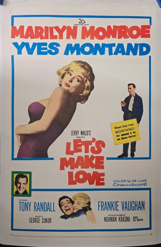 Let's Make Love - Linen Backed One Sheet: Quantity: 1 Year: 1960 Condition: B+ Country: U.S.A Studio: 20th Century Fox Size: 27x41 Genre: Romance Stars: Marilyn Monroe, Yves Montand, Tony Randall