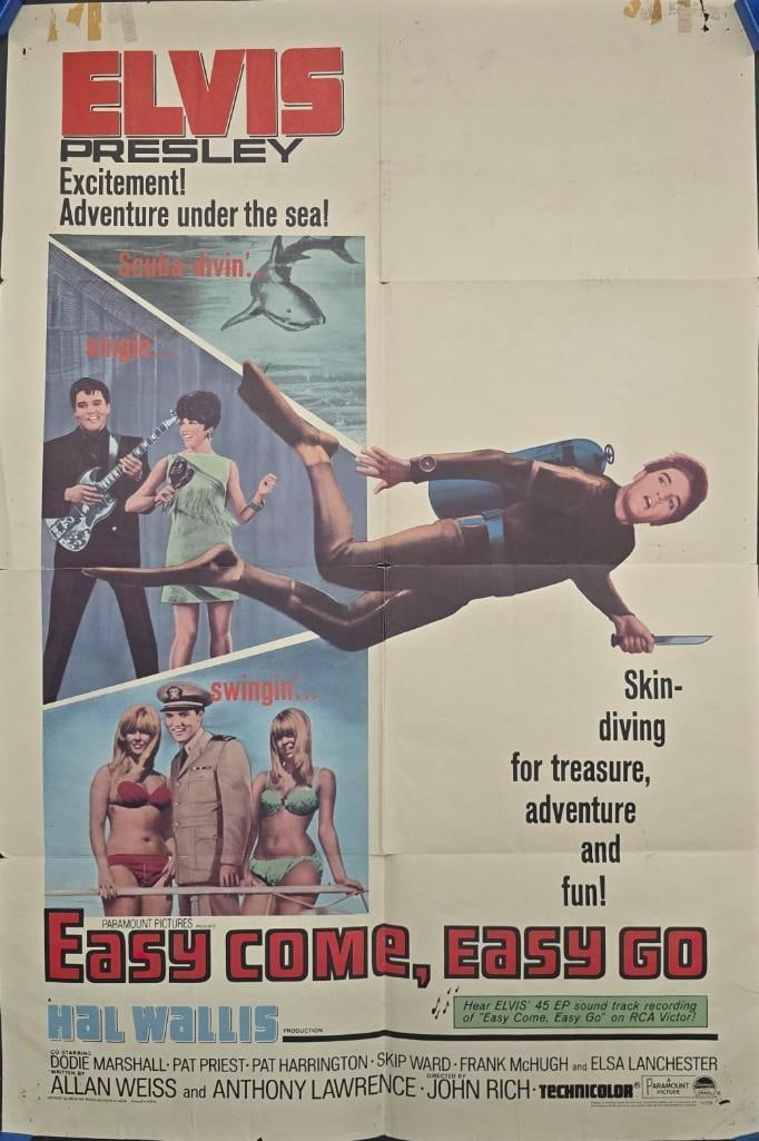 Easy Come, Easy Go - Folded One Sheet: Quantity: 1 Year: 1966 Condition: B+ Country: U.S.A Studio: Paramount Size: 27x41 Genre: Musical Stars: Elvis Presley, Pat Priest