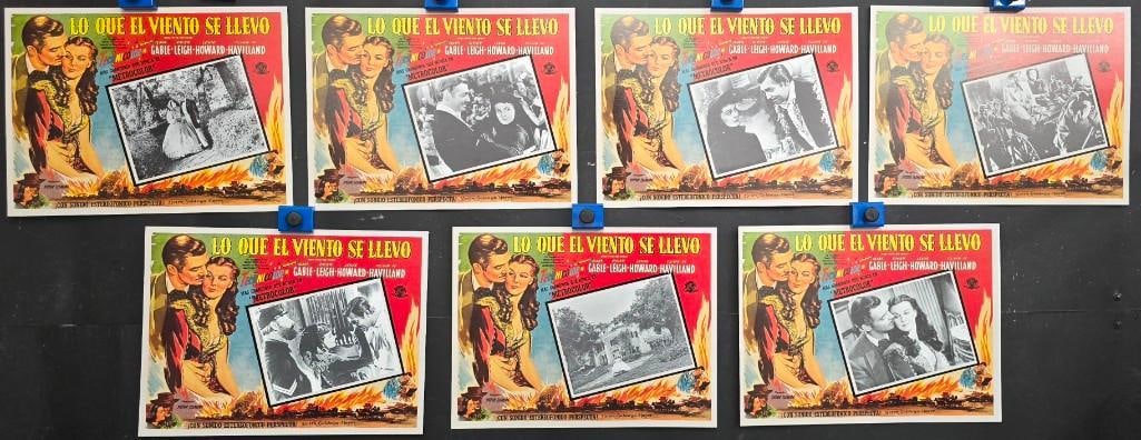 Gone With the Wind - Set of 7 Mexican Lobby Cards RR1998: Quantity: 7 Year: 1998 Condition: B+ Country: Mexico Studio: MGM Size: 13x17 Genre: War Stars: Clark Gable, Vivien Leigh