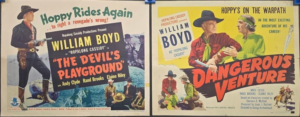 Various Hopalong Cassidy Half Sheets: Quantity: 2 Year: 1947 Condition: B+ Country: U.S.A Studio: United Artists Size: 22x28 Genre: Western Stars: William Boyd, Elaine Riley