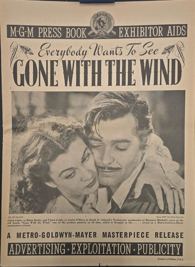 Gone With the Wind - Re-Release Pressbook, Supplement, and Envelope: Quantity: 3 Year: Re-Release Condition: B+ Country: U.S.A Studio: MGM Size: 11x14.5 Genre: War Stars: Clark Gable, Viven Leigh