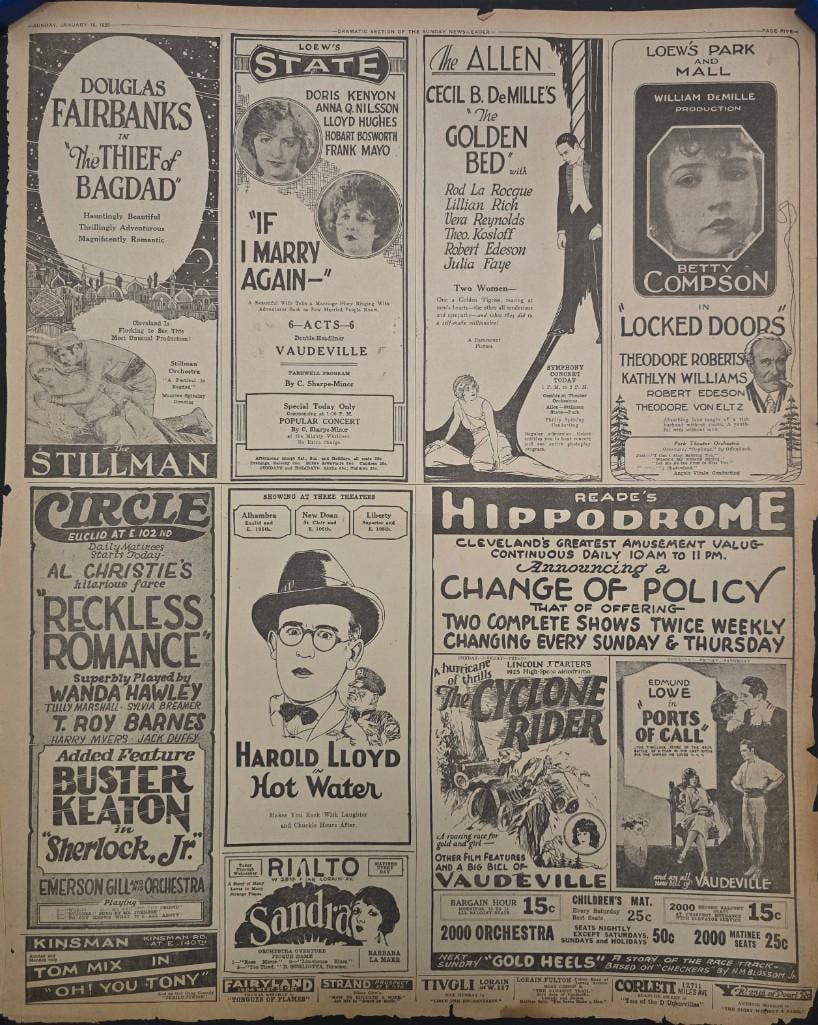 Silent 2 Sided January 1925 Cleveland News - Leader Page (1 of 2)