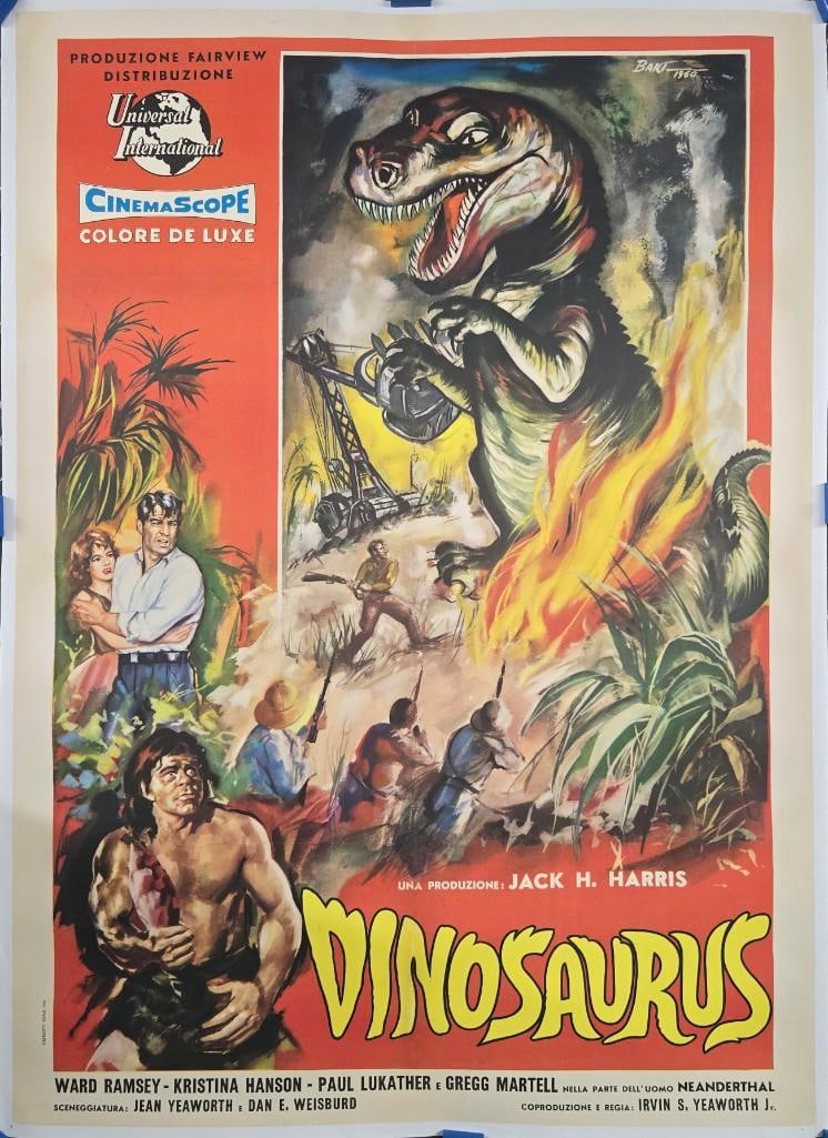 Dinosaurus - 2 Foglio - Linen Backed: Quantity: 1 Year: 1960 Condition: B+ Country: U.S.A Studio: Universal Size: 29x55 Genre: Horror Stars: Ward Ramsey, Kristina Hanson