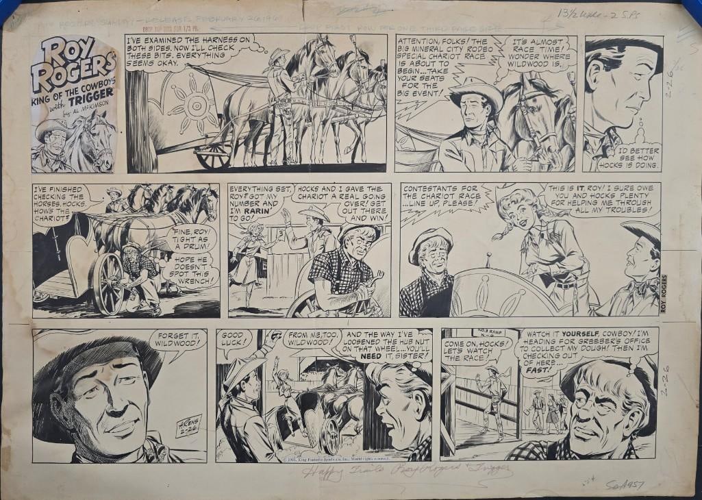 Roy Rogers Storyboard - Comic Art Work - Autographed by Roy Rogers: Quantity: 1 Year: 1961 (Feb. 26th) Condition: B+ Country: U.S.A Size: 19x27 Genre: Comic Art Stars: Roy Rogers