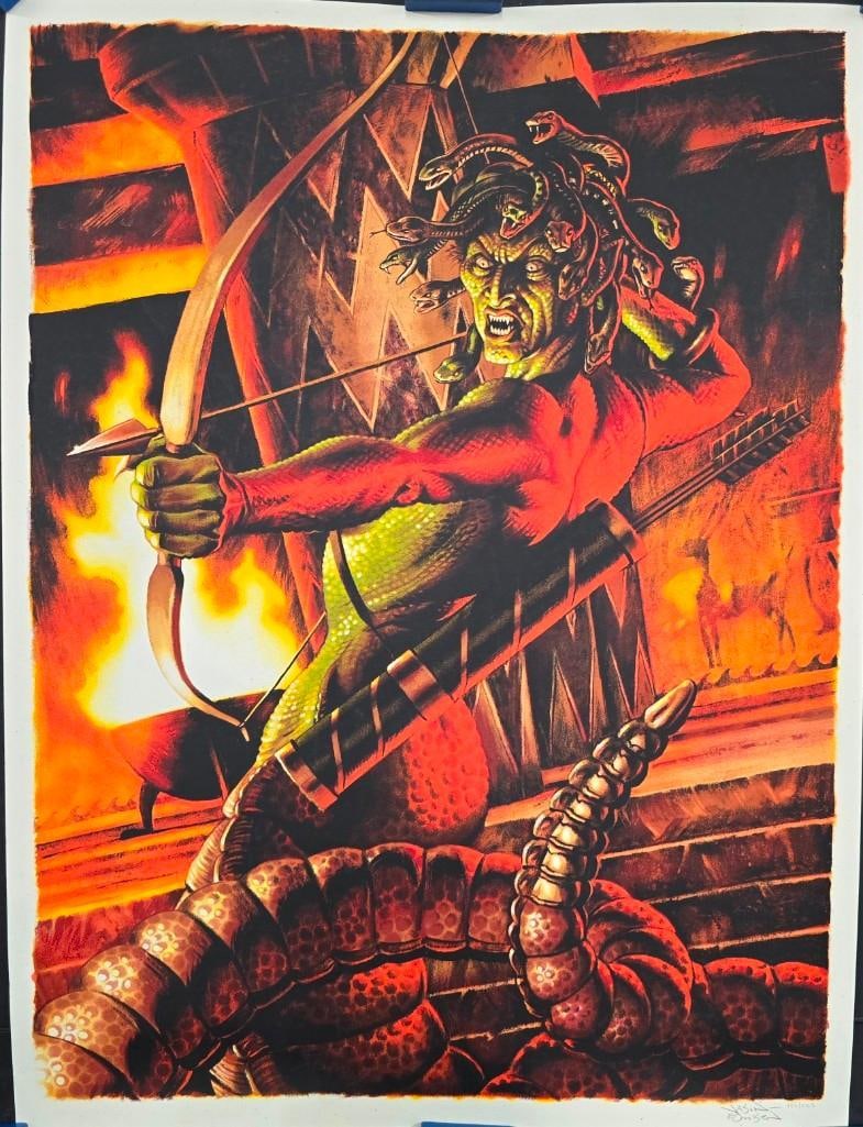 Clash of the Titans #100/225 Signed Jason Edmiston Art Print (Medusa): Quantity: 1 Year: 2014 Condition: Excellent Country: U.S.A Size: 18x24 Genre: Fantasy