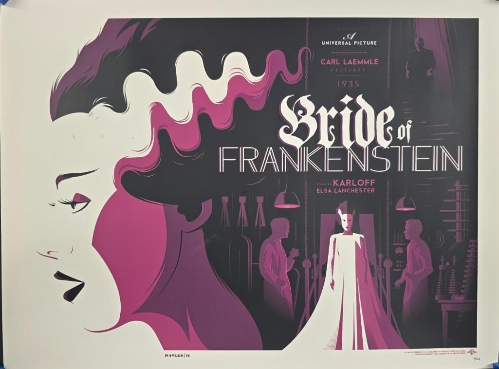 The Bride of Frankenstein, #5/230 Art Print by Tom Whalen: Quantity: 1 Year: 2013 Condition: Excellent Country: U.S.A Size: 18x24 Genre: Horror Stars: