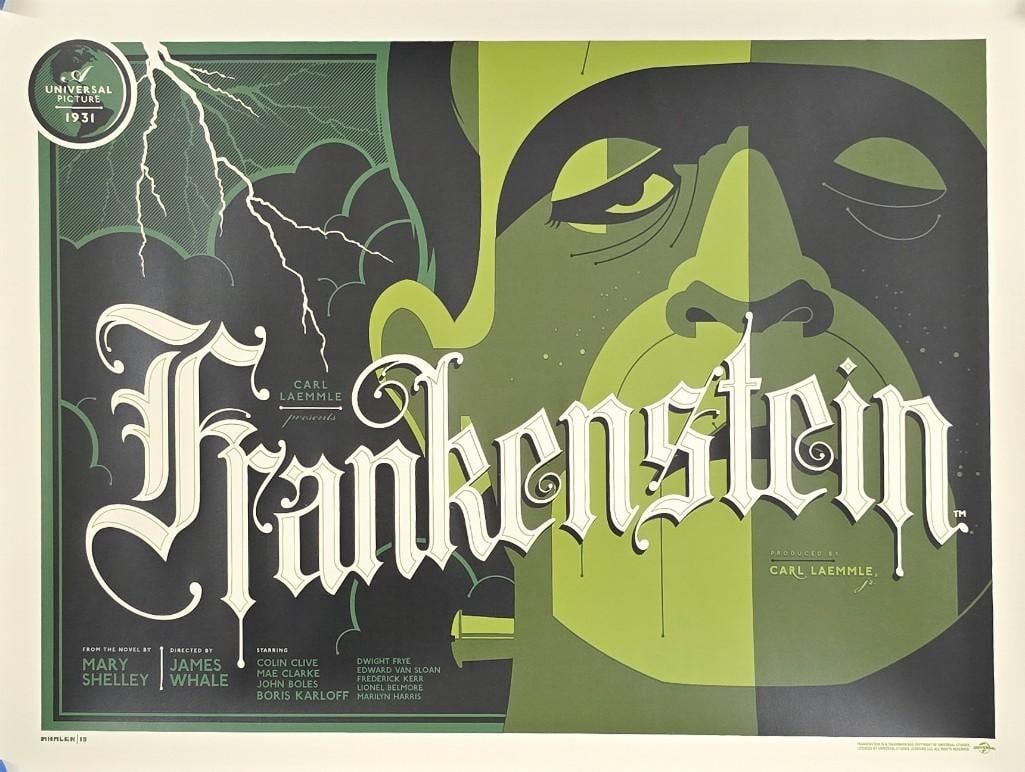 Frankenstein #150/230 Art Print by Tom Whalen: Quantity: 1 Year: 2013 Condition: Excellent Country: U.S.A Size: 18x24 Genre: Horror