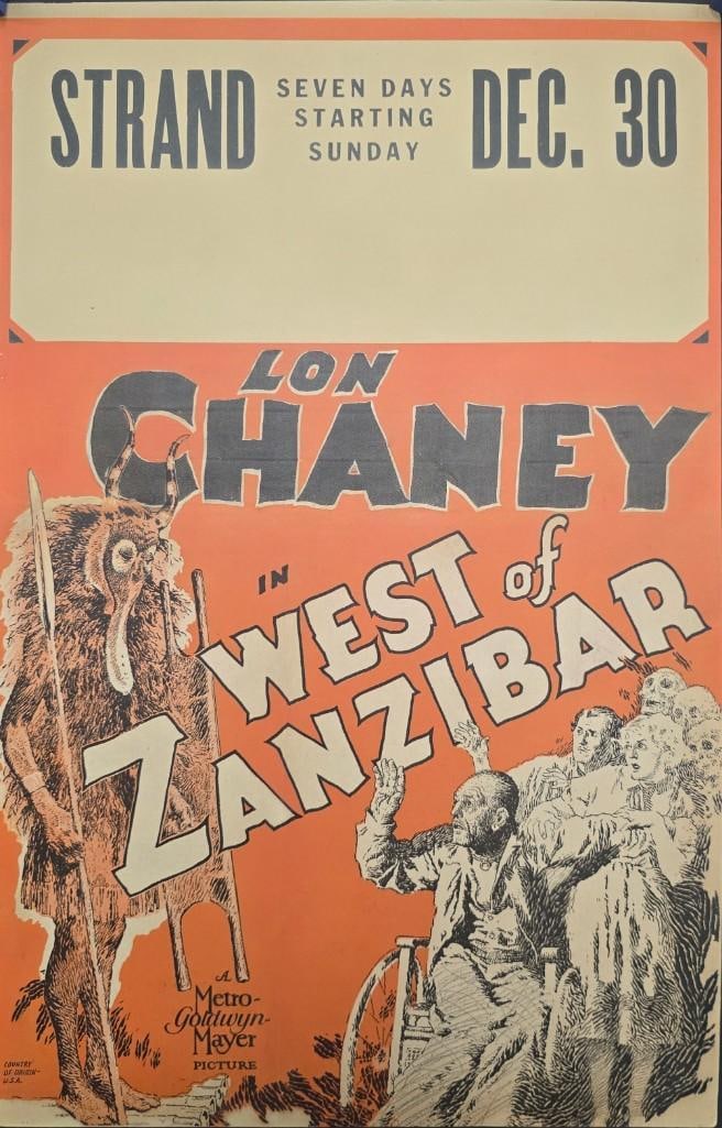 West of Zanzibar - 1928 Window Card (1 of 1)