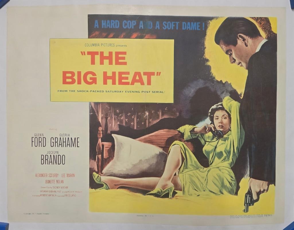 The Big Heat - 1953 Linen Backed Half Sheet: Quantity: 1 Year: 1953 Condition: Excellent to Very good Country: U.S.A Size: 22x28 Genre: Film Noir Stars: Glenn Ford, Gloria Grahame, Jocelyn Brando