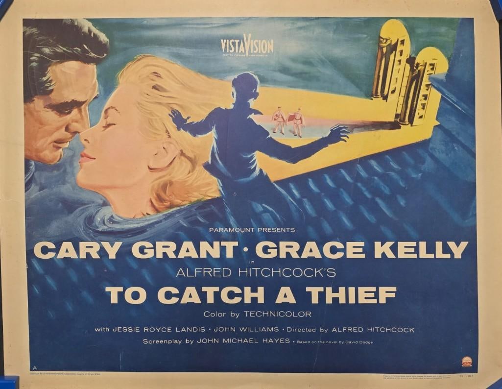 To Catch a Thief - 1955 Style A Unfolded Half Sheet: Quantity: 1 Year:1955 Condition: Very Good Country: U.S.A Size: 22x28 Genre: Drama Stars: Cary Grant, Grace Kelly, Jessie Royce Landis