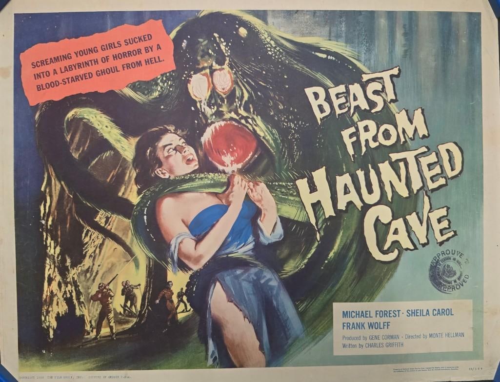 The Beast From Haunted Cave - 1959 Unfolded Half Sheet: Quantity: 1 Year: 1959 Condition: Very Good Country: U.S.A / With an International Stamp Size: 22x28 Genre: Horror Stars: Michael Forest, Sheila Noonan, Frank Wolff