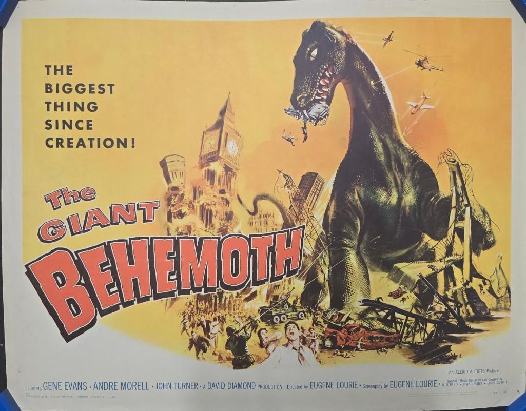 The Giant Behemoth - 1959 Unfolded Half Sheet: Quantity: 1 Year: 1959 Condition: Very Good Country: U.S.A Size: 22x28 Genre: Monster Horror Stars: Gene Evans, Andre Morell, John Turner