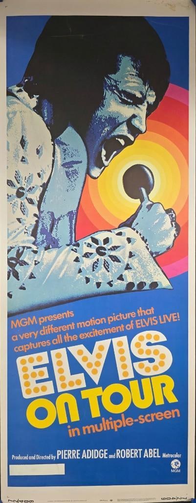 Elvis On Tour - 1972 Unfolded Insert: Quantity: 1 Year: 1972 Condition: Very Good - Good Stains on top Border Country: U.S.A Size: 14x36 Genre: Musical Documentary Stars: Elvis Presley, Bill Baize, Estell Brown