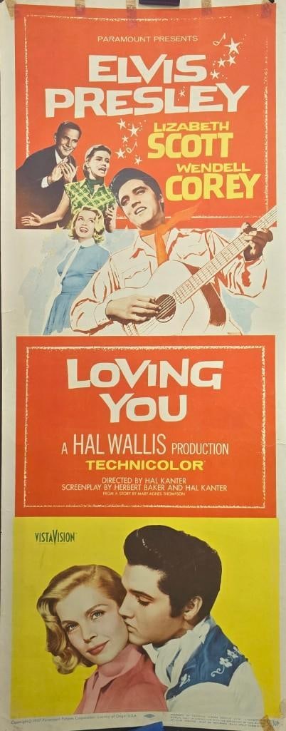 Loving You - 1957 Unfolded Insert: Quantity: 1 Year: 1957 Condition: Fair - Good Paper Loss and Tape Country: U.S.A Size:14x36 Genre: Musical Stars: Elvis Presley, Deke Rivers, Lizabeth Scott