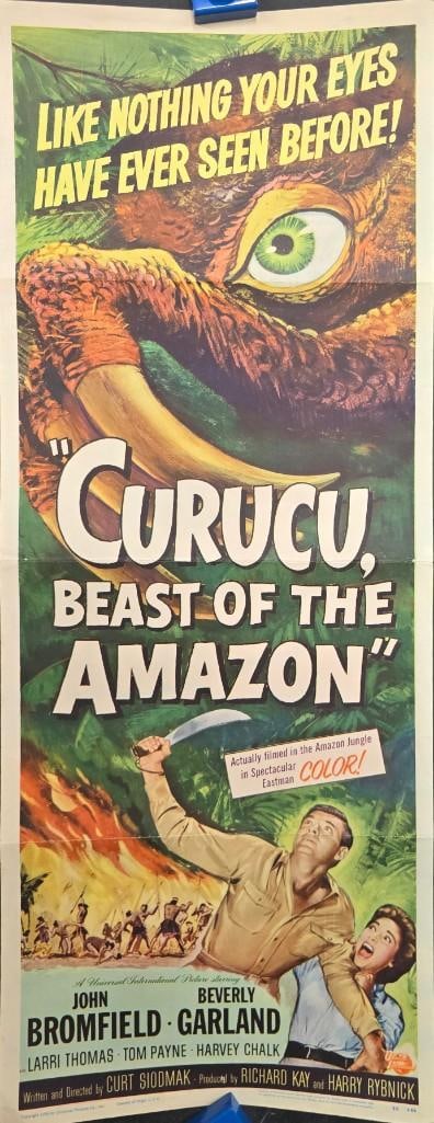 Curucu Beast of the Amazon - 1956 Folded Insert: Quantity: 1 Year: 1956 Condition: Very Good Country: U.S.A Size: 14x36 Genre: Adventure / Horror Stars: John Bromfield, Beverly Garland, Tom Payne