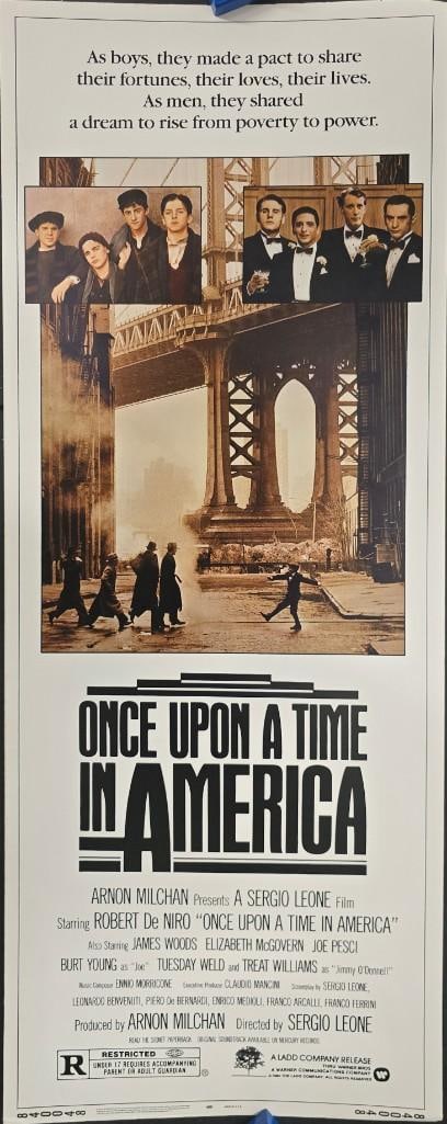 Once Upon a Time In America - 1984 Unfolded Insert: Quantity: 1 Year: 1984 Condition: Excellent Country: U.S.A Size: 14x36 Genre: Gangster Stars: Robert De Niro, James Woods, Elizabeth McGovern