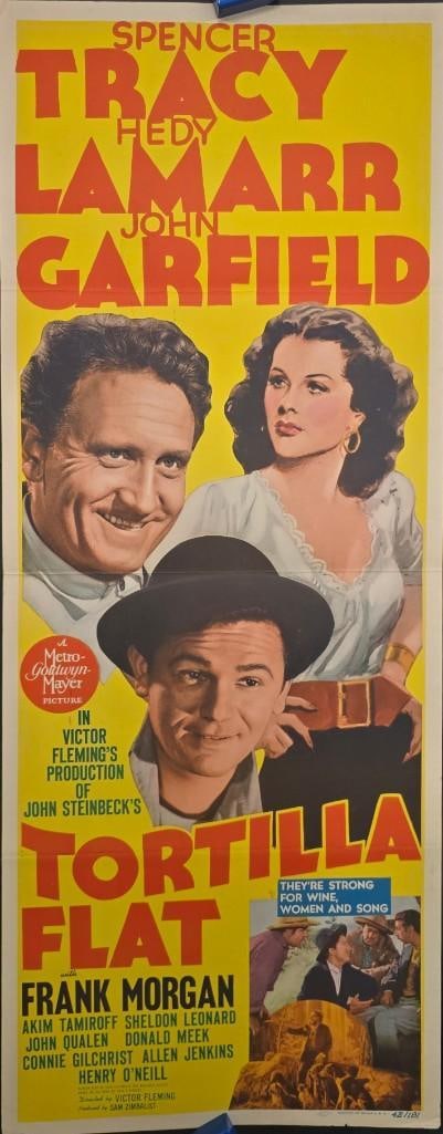 Tortilla Flat - 1942 - Folded Insert: Quantity: 1 Year: 1942 Condition: Very Good Country: U.S.A Size: 14x36 Genre: Drama Stars: Spencer Tracy, Hedy Lamarr, John Garfield