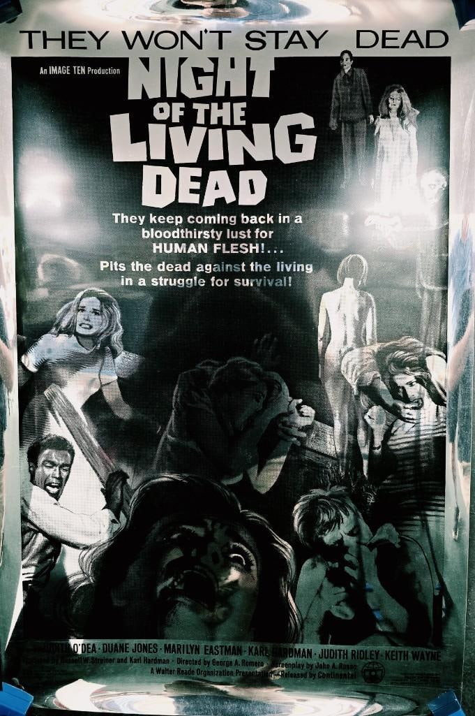 Night of the Living Dead - RR93 Rolled Mylar One Sheet: Quantity: 1 Year: 1993 Condition: Excellent Country: U.S.A Size: 27x41 Genre: Horror Stars: Duane Jones, Judith O'Dea, Karl Hardman