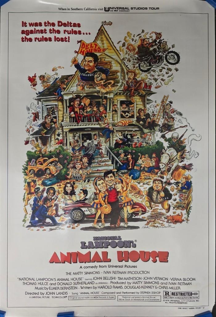 Animal House - 1978 Rolled Style B One Sheet: Quantity: 1 Year: 1978 Condition: Good to Very Good - Boarder Tears - Tape on the back Country: U.S.A Size: 27x41 Genre: Comedy Stars: John Belushi, Karen Allen, Tom Hulce