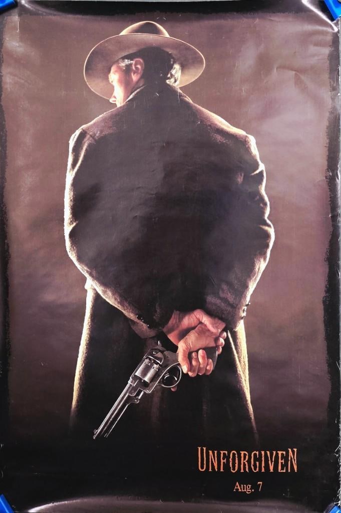 Unforgiven - 1992 Double Sided Teaser One Sheet: Quantity: 1 Year: 1992 Condition: Good to Very Good Country: U.S.A Size: 27x41 Genre: Western Stars: Clint Eastwood, Gene Hackman, Morgan Freeman
