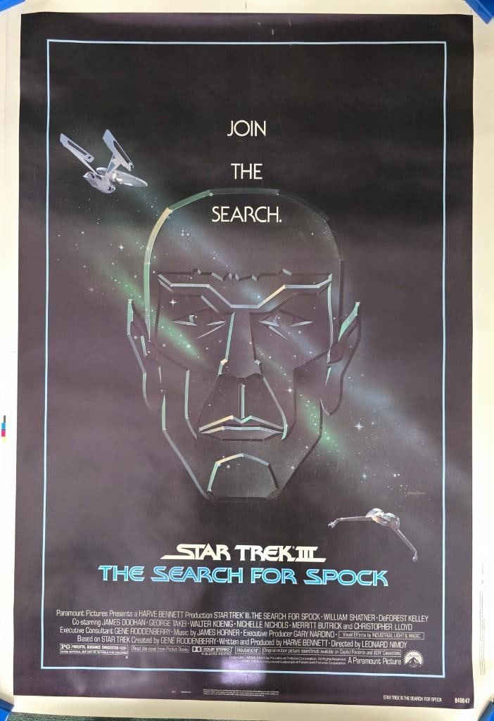 Star Trek III - 1984 One Sheet 30 x 40: Quantity: 1 Year: 1984 Condition: Very Good Country: U.S.A Size: 30x40 Genre: Sci-Fi Stars: William Shatner, Leonard Nimoy, Deforest Kelley