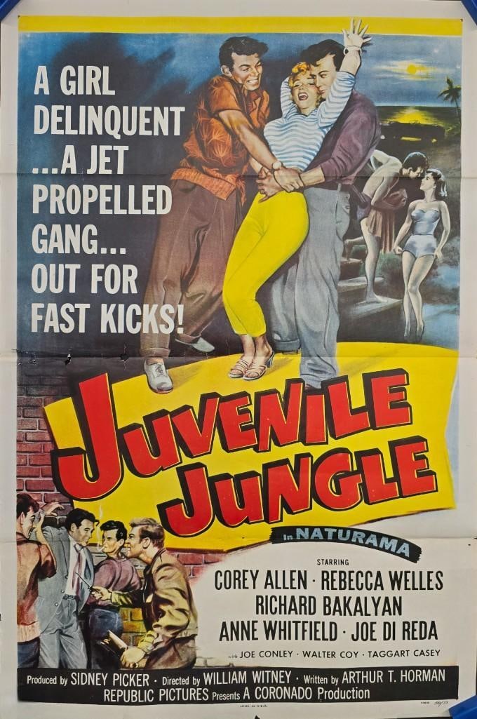 Juvenile Jungle - 1958 Tri Folded One Sheet: Quantity: 1 Year: 1958 Condition: Very Good Country: U.S.A Size: 27x41 Genre: 27x41 Stars: Corey Allen, Rebecca Welles, Richard Bakalyan