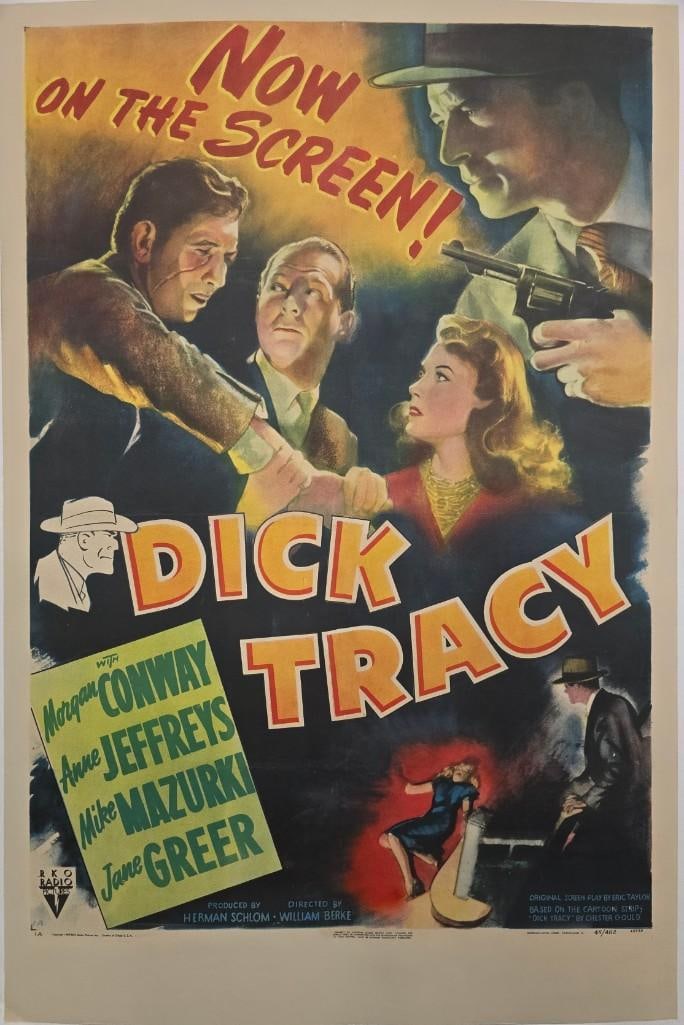 Dick Tracy - 1945 Linen Backed One Sheet: Quantity: 1 Year: 1945 Condition: Very Good Country: U.S.A Size: 27x41 Genre: Crime Stars: Morgon Conway, Anne Jeffreys, Mike Mazurki