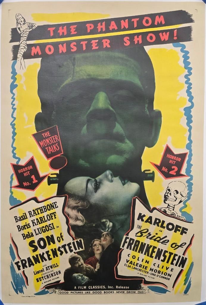 Son of Frankenstein and The Bride of Frankenstein - 1948 Linen Backed One Sheet (1 of 1)