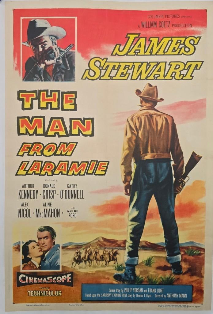 The Man From Laramie - Linen Backed One Sheet: Quantity: 1 Year: 1955 Condition: Very Good / Excellent Country: U.S.A Size: 27x41 Genre: Western Stars: James Stewart, Arthur Kennedy, Donald Crisp