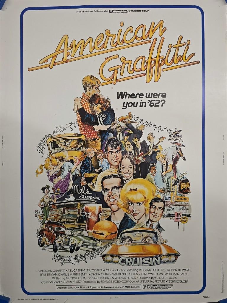 American Graffiti - 1973 30 x 40 Unfolded: Quantity: 1 Year: 1973 Condition: Good - Some Stains Country: U.S.A Size: 30x40 Genre: Teen / Comedy Stars: Richard Dreyfuss, Ron Howard, Cindy Williams