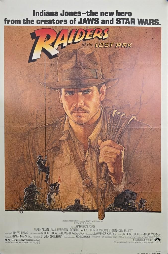 Raiders Of the Lost Ark - 1981 Full Folded, Stored Flat One Sheet: Quantity: 1 Year: 1981 Condition: Very Good Folded Country: U.S.A Size:27x41 Genre: Action / Adventure Stars: Harrison Ford, Karen Allen, Paul Freeman